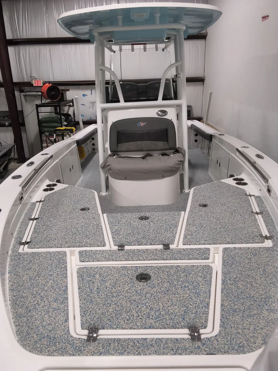 Deck Armor flooring on a 26ft bay boat with T-top