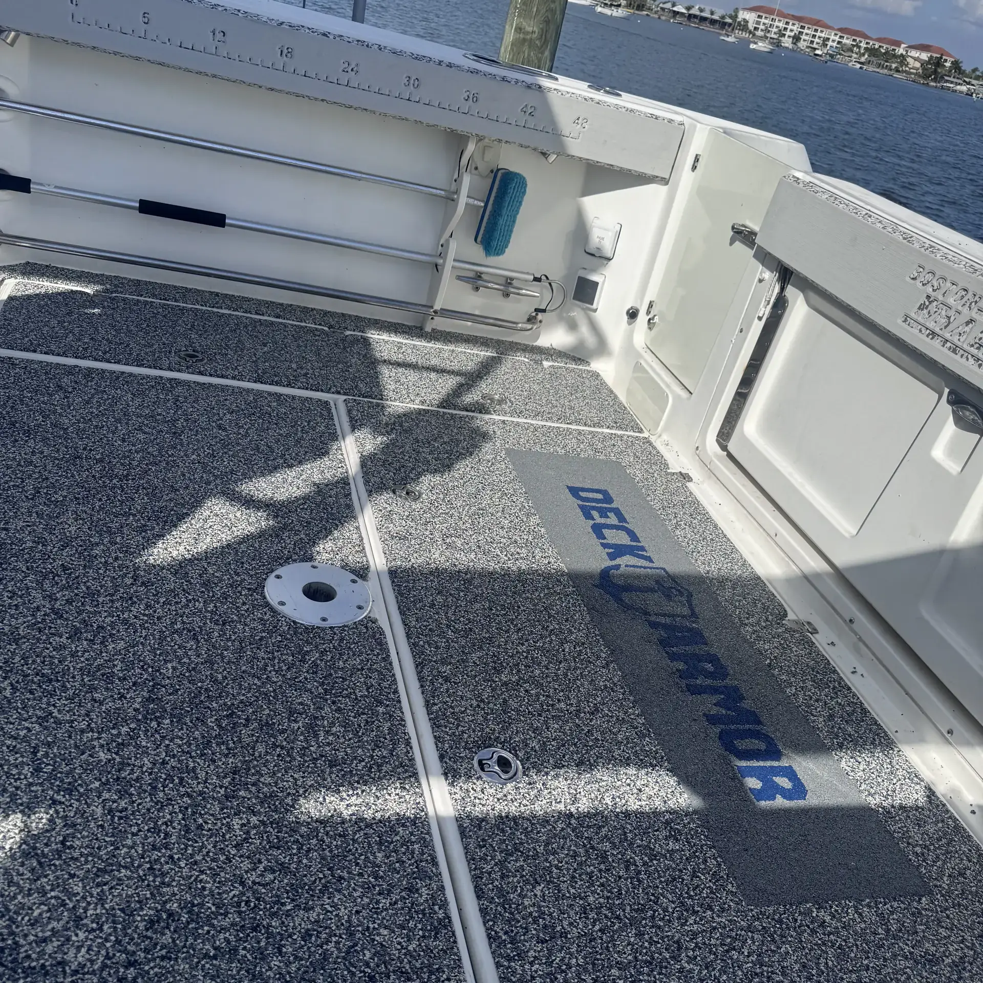 32ft Whaler aft deck after Deck Armor, back on the water